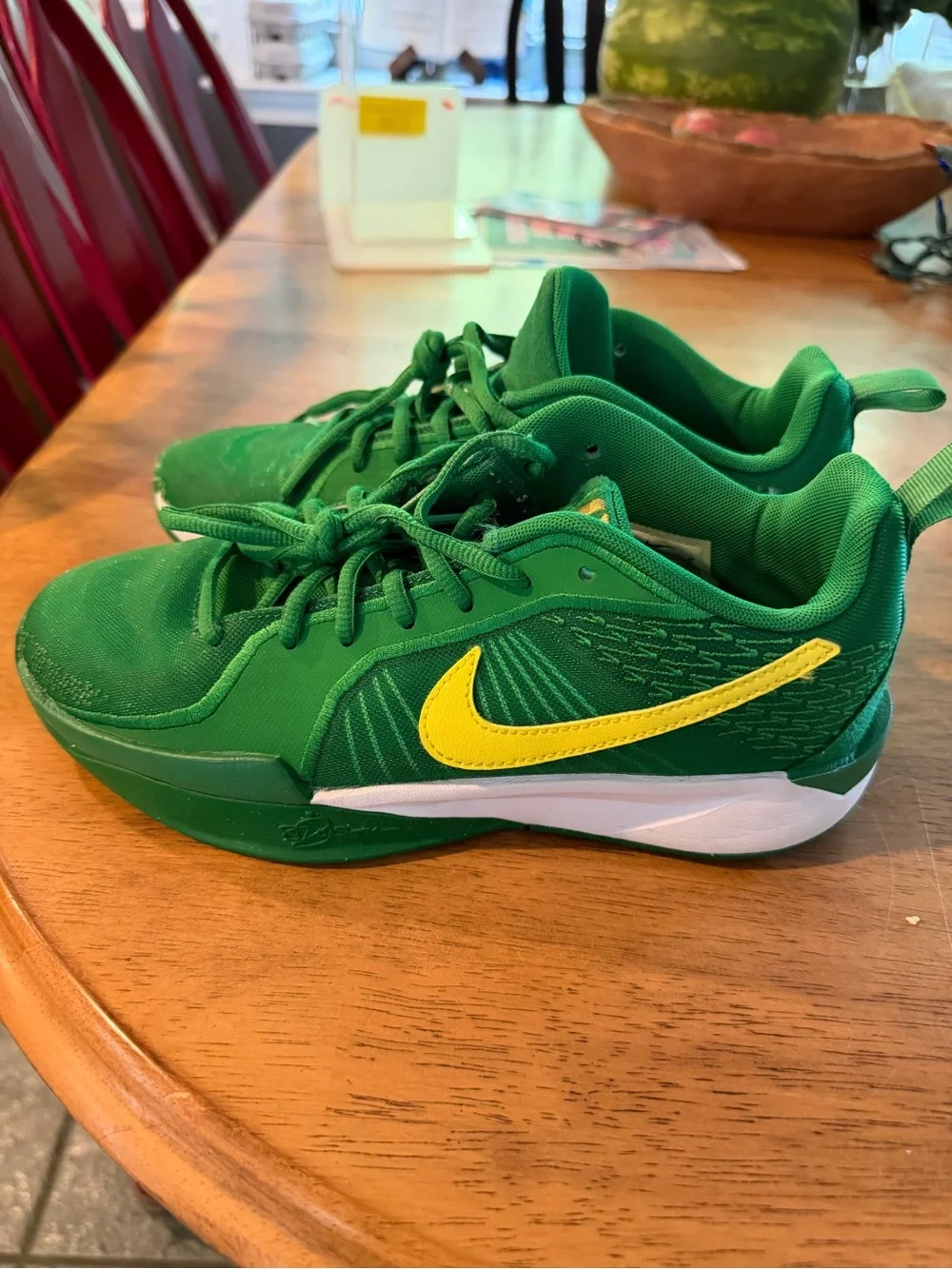 Nike Kids Green Sneakers with Yellow Swoosh